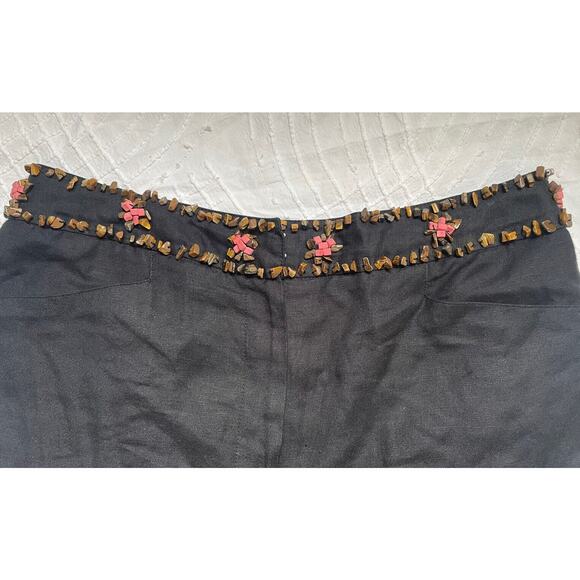 Larry Levine Women's Size 6 Linen Capris  Rayon Casual‎ Beaded - Picture 2 of 6